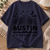 2026 New Pure Cotton Tshirt Austin City Print Casual Crew Neck Short Sleeve Minimalist Street Style Top