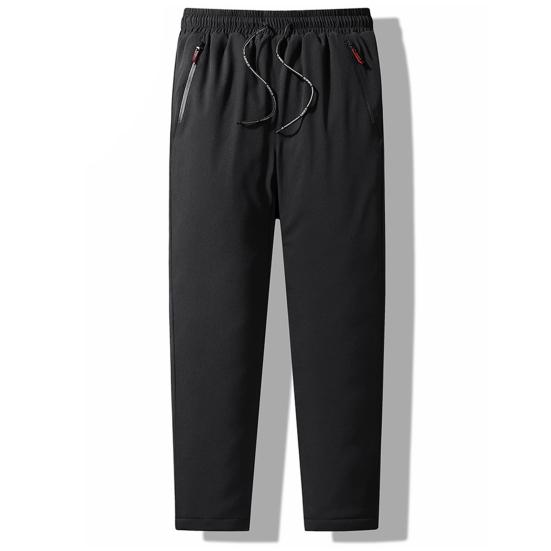 Мужские осенне-зимние спортивные штаны на шнурке с эластичными карманами на талии, свободные теплые однотонные повседневные утолщенные плюшевые ветрозащитные длинные брюки для занятий бегом