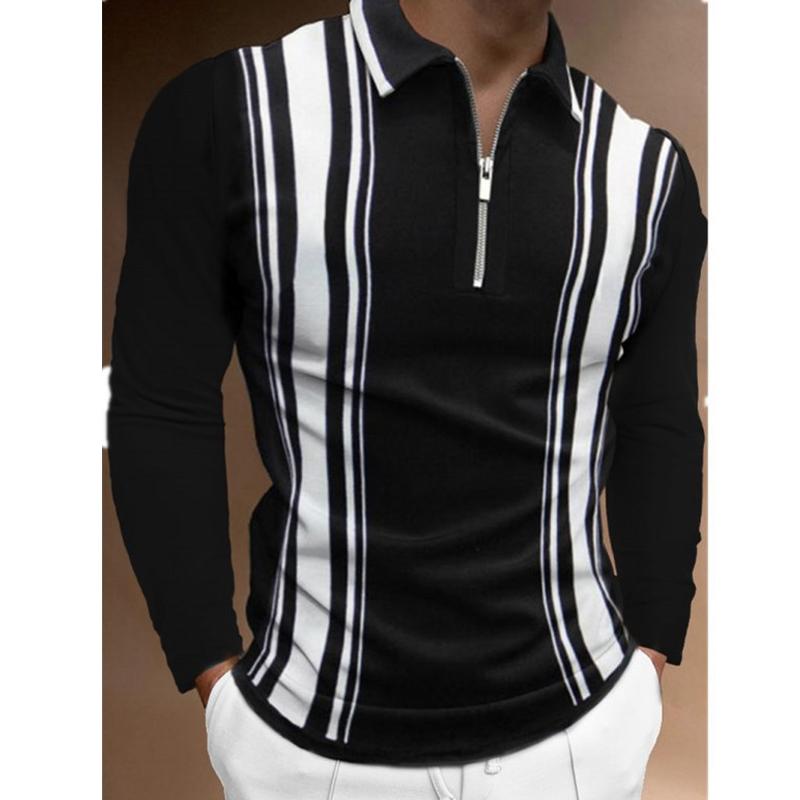 Spring Autumn Men Clothes Long Sleeve 3D Digital Print Sport Polo Shirt Men Lapel Golf Polo Shirt Tops
