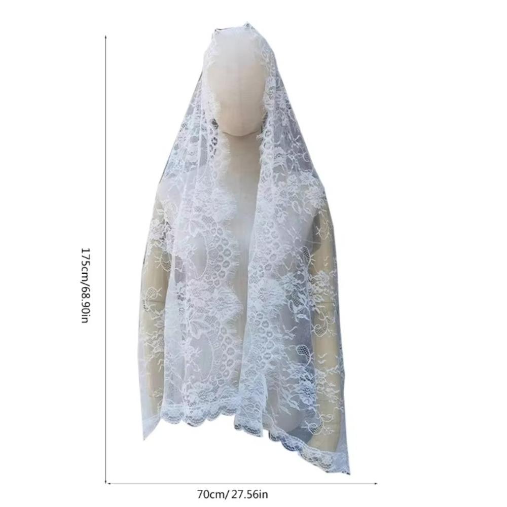 Flower Women Shawl Lace Wedding Veils Elegant Catholic Veil Mantilla
