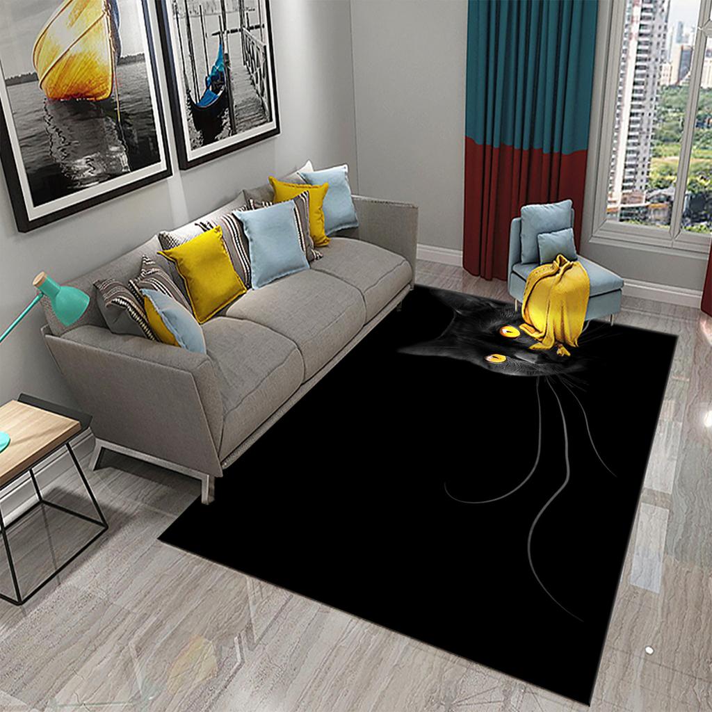 Коврик для спальни, коврик для ванной комнаты, домашний декор, нескользящий дверной коврик, милый загадочный ковер с черным котом, ковер для гостиной