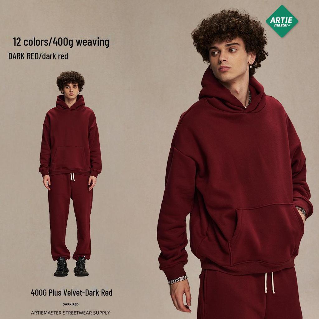 Men's Oversized Polar Fleece Hoodie - Non-Shedding, Thickened 400g, Trendy Autumn/Winter 2024