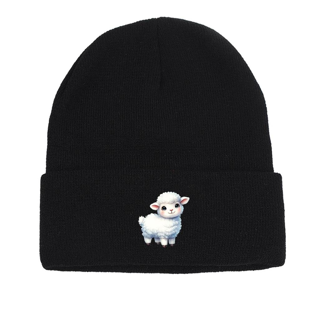 White Sheep Winter Knit Hat Beanie, Animal Man Cap Winter Slouchy Unisex Gorro Knitted Cap Beanie