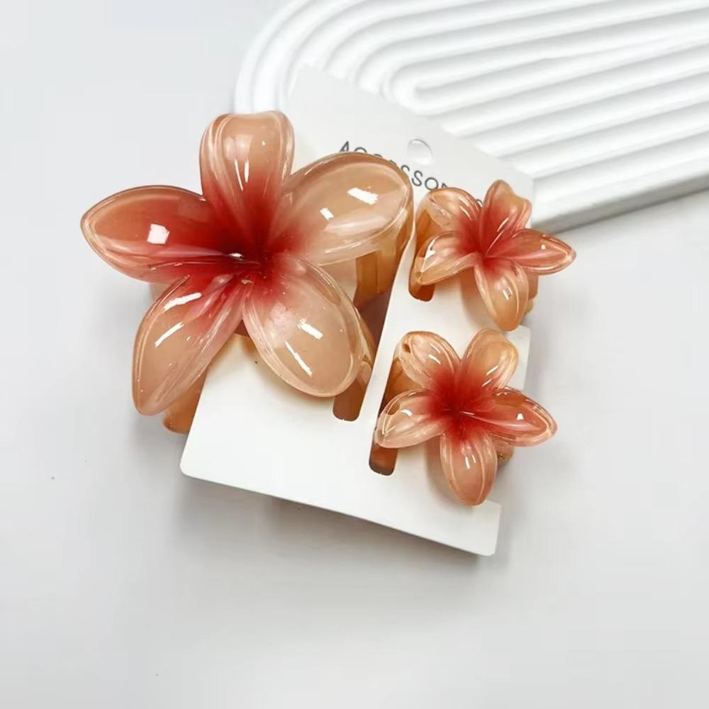 3Pcs/Set Acrylic Hair Claws Plumeria Flower Ponytail Clip Colorful Hair Accessories Summer