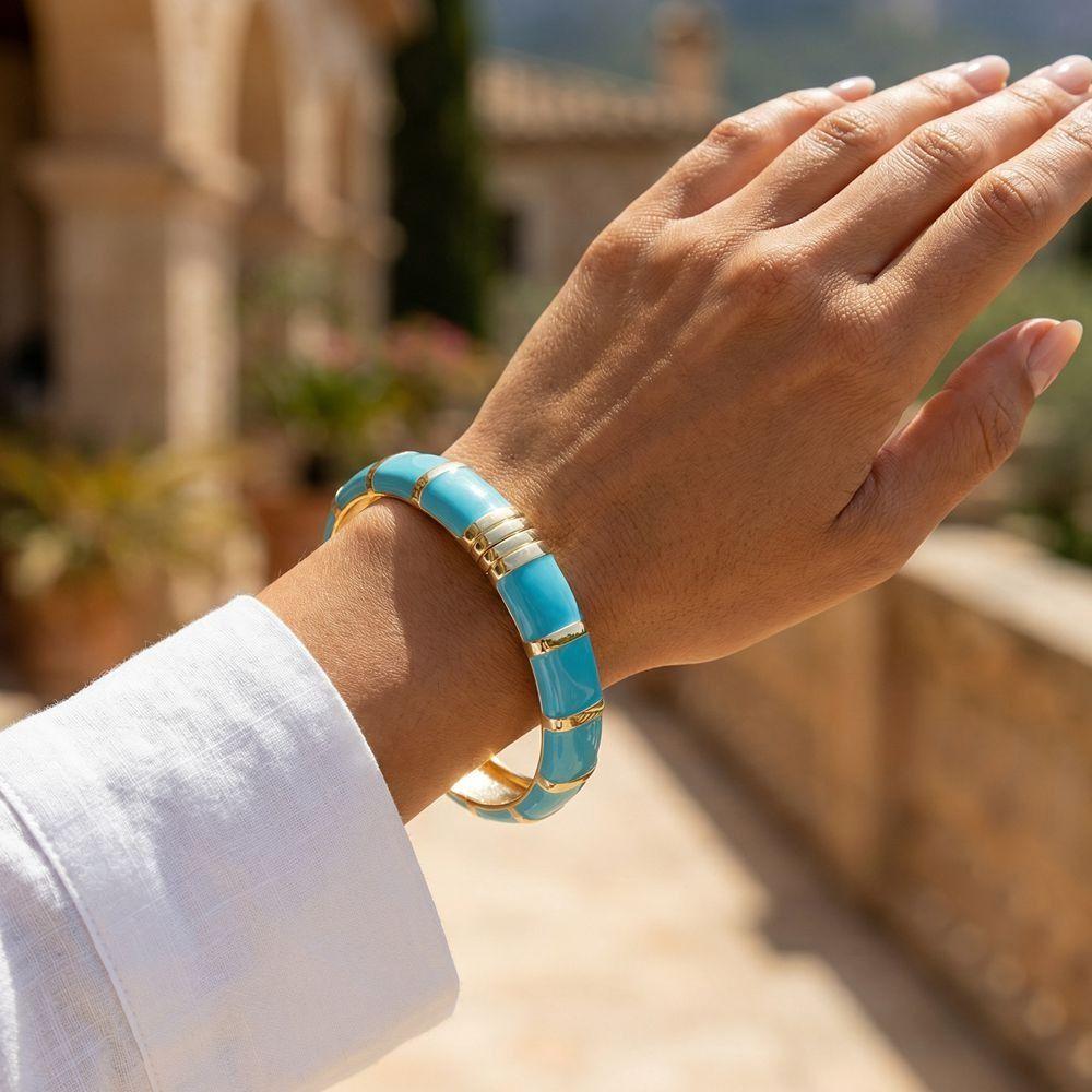 Elegant Enamel Cuff Bangles Wide Geometric Bracelet Personality Bohemian Drip Oil Bracelet  Women