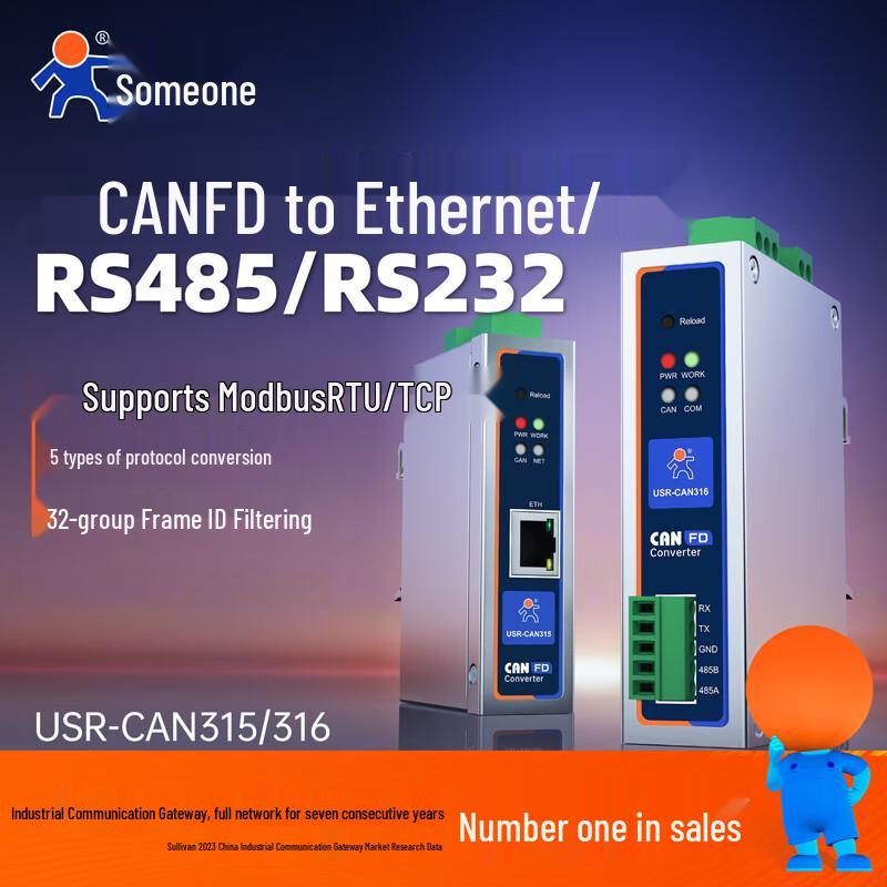 USR-CAN316 CANFD to RS485/RS232 Converter