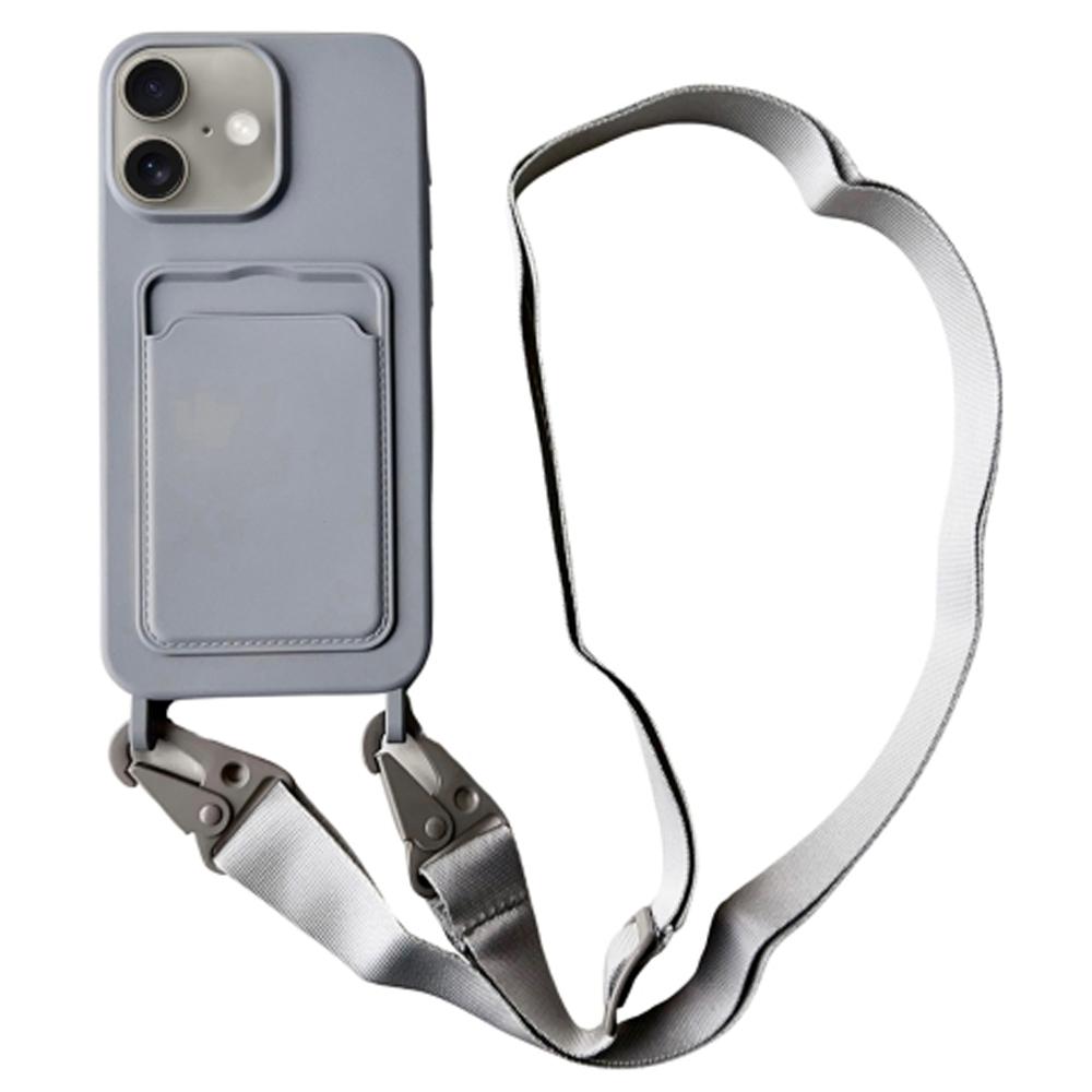 Чехол для iPhone 16 Жидкий силикон Слот для карт Мягкая накладка для телефона со шнурком