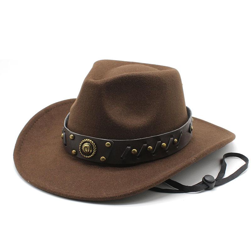 Ethnic Woolen Hats European and American Men and Women's Woolen Western Cowboy Hats