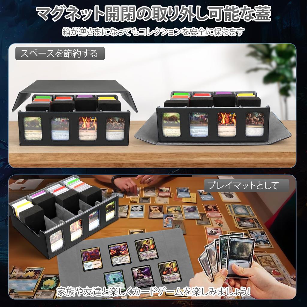 AOBOPLE Чехол для хранения карт на 3000 штук, большая вместительная коробка для хранения, горизонтальная, 4 ряда, из искусственной кожи, с разделителем слотов для отображения на окошках, магнитный