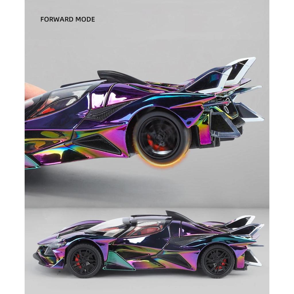 1/24 Apollo Project EVO Модель спортивного автомобиля из сплава Литые металлические Гальванизированные Гоночные автомобили Модель транспортных средств Звук Свет Детская игрушка Подарок