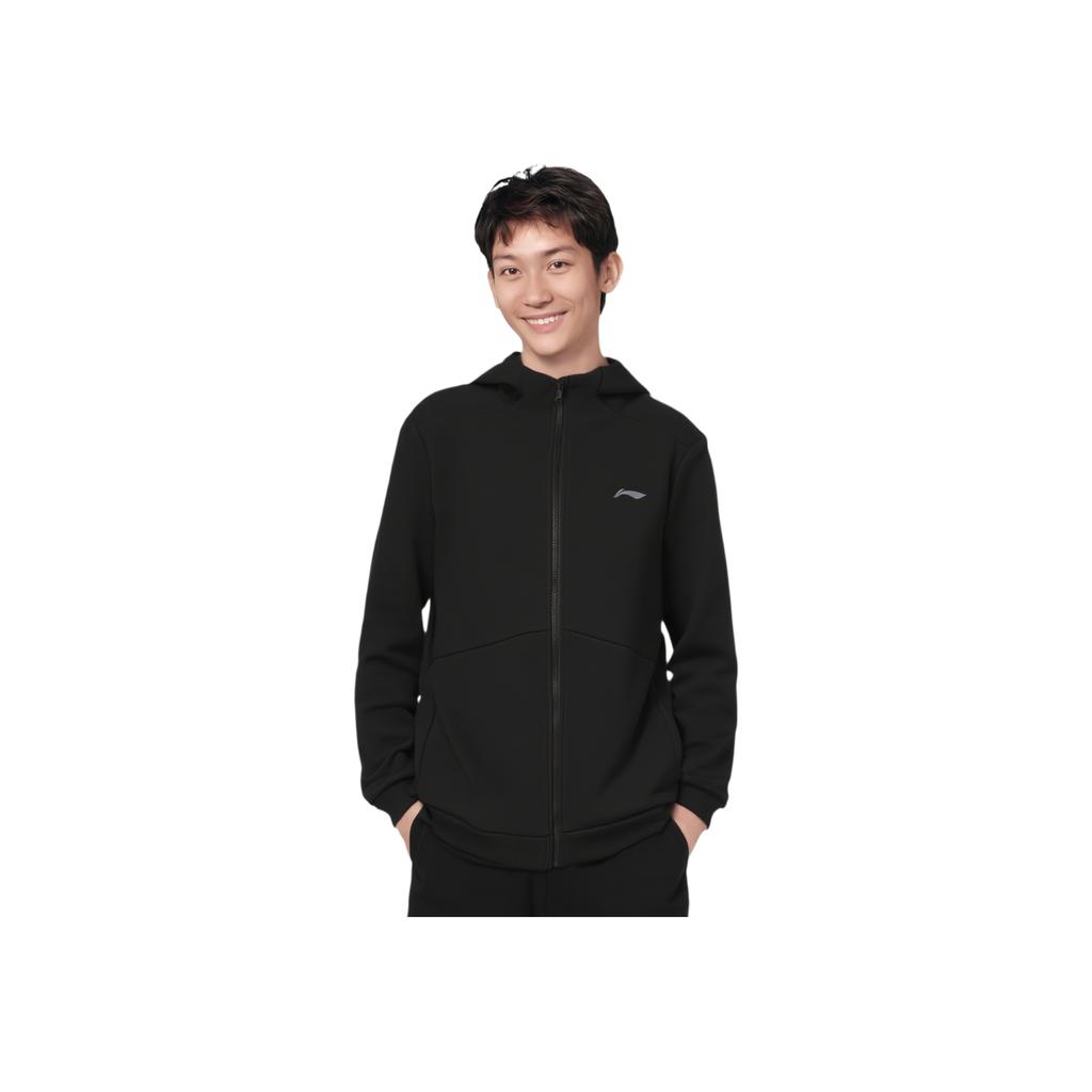 Li Ning Серия Фитнес Удобный Универсальный Кардиган Толстовка с Капюшоном Мужская толстовка Черный AWDV613-1