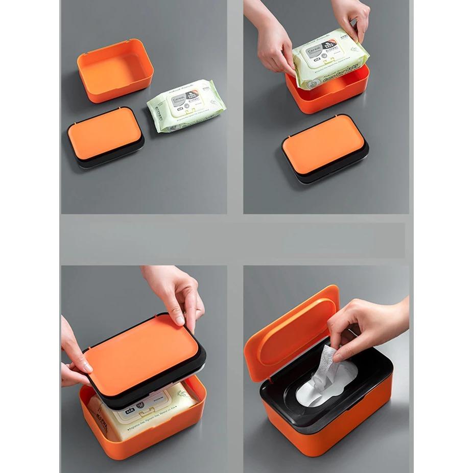 Portable Tissue Storage Box with Lid Dustproof Cover for Wet Wipes Dispenser Home Office Mask Storage Box Sealed Organizer