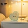 Romantic Heart Decor for Room Shape Acrylic Friendship Ornament with Engraved Verse & Bird Tree, Desktop Decorative Bedside Table Art Home Office