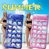 Summer Inflatable Float Lounger Water Toys with Headrest Printed Leaf Pattern Outdoor Pool Inflatable Float Bed for Kids Adults