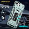 For iPhone 16e Case Kickstand Slide Lens Lid PC+TPU Drop