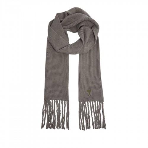 Ami Paris Embroidered Logo Knitted Scarf