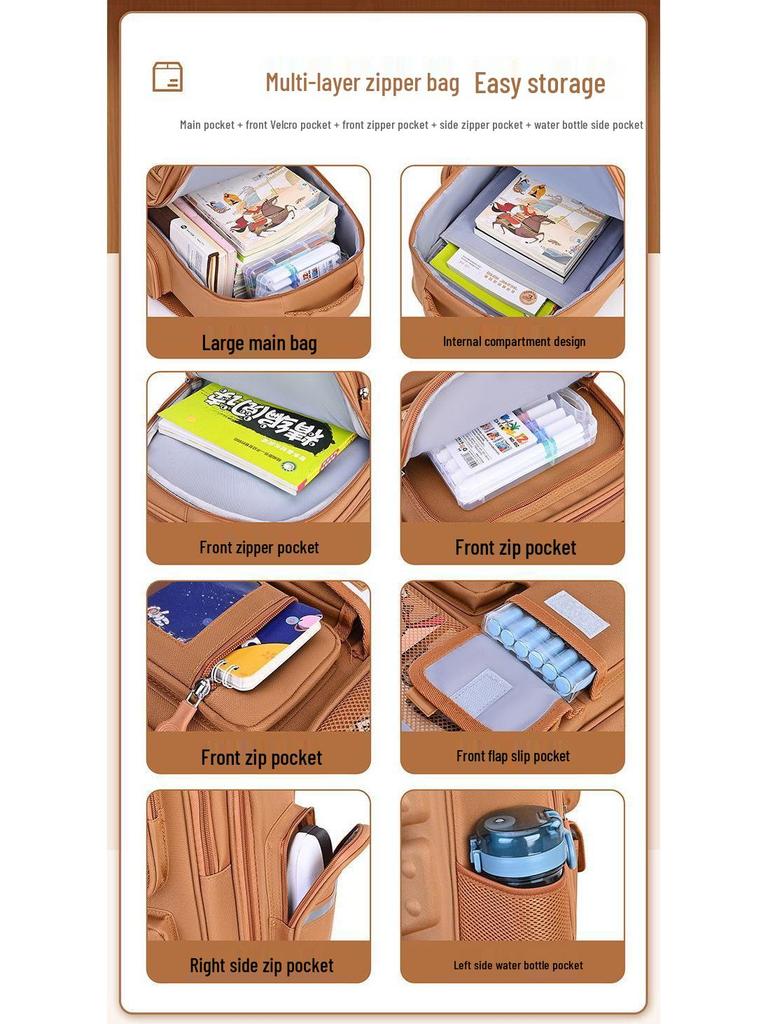 Легкий детский рюкзак с защитой позвоночника для 1-6 классов, большой вместимости, идеально подходит для мальчиков и девочек.