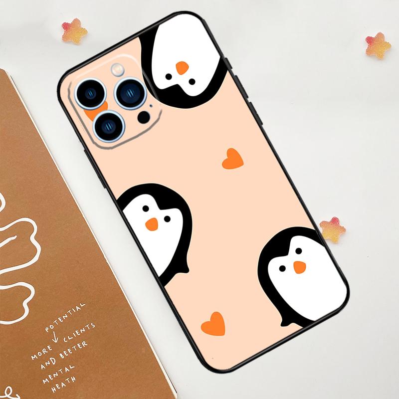Милый чехол Kawaii Penguin для iPhone 15 16 14 13 12 11 Pro Max Plus X XR XS Max 12 13 Mini мягкий бампер