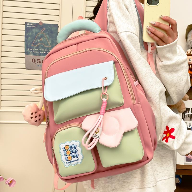 Большая вместимость школьного рюкзака для студента, женский водонепроницаемый рюкзак, контрастный цвет