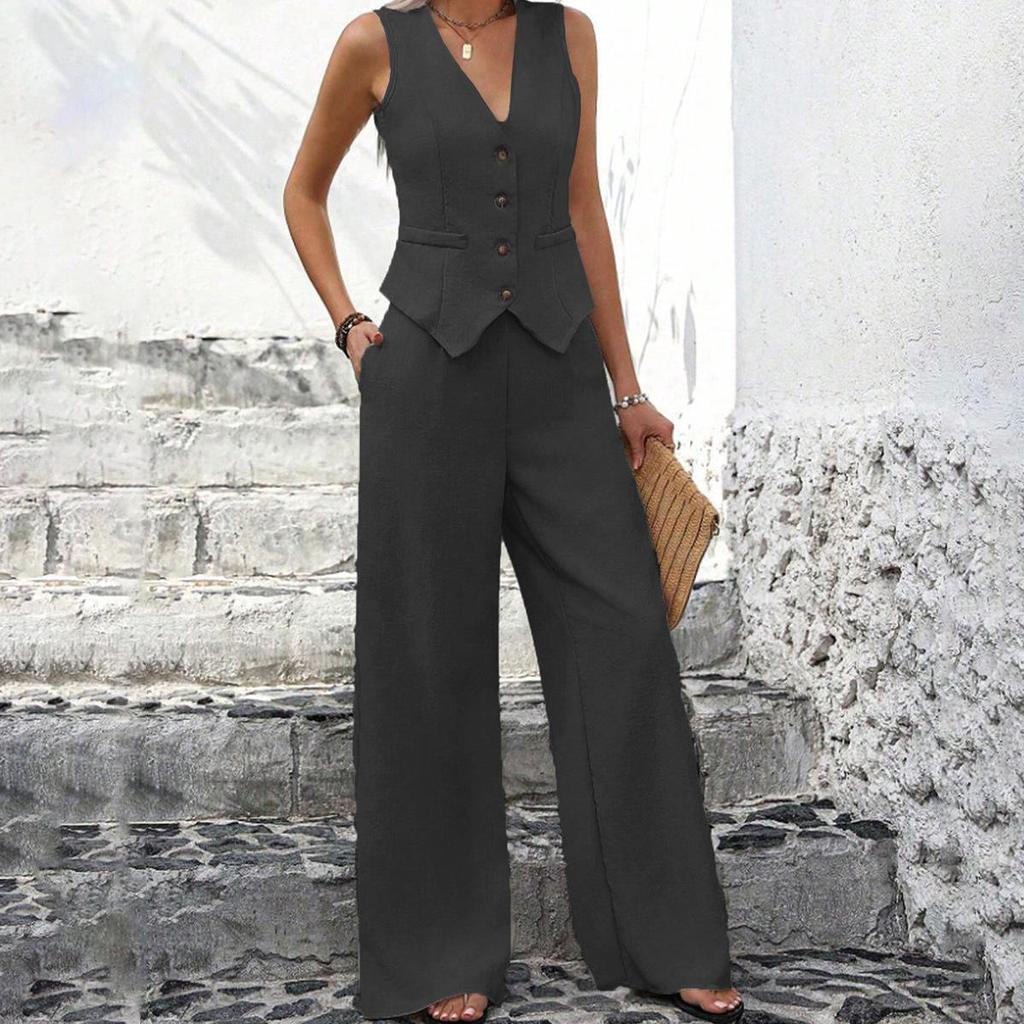 2024 European & American Fashion Vest Trouser Set: Collage Stitching Leisure Suit X1885