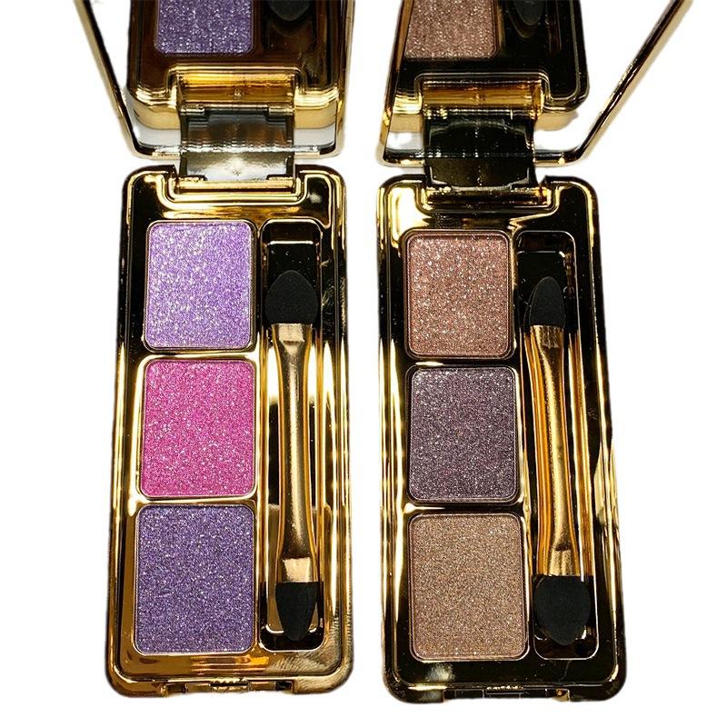 Трехцветные тени для век, тонкая мерцающая жемчужная палитра теней для век землистого цвета, макияж глаз для студенток