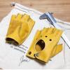 Retro Cowhide Half-Finger Leather Riding Gloves for Men and Women