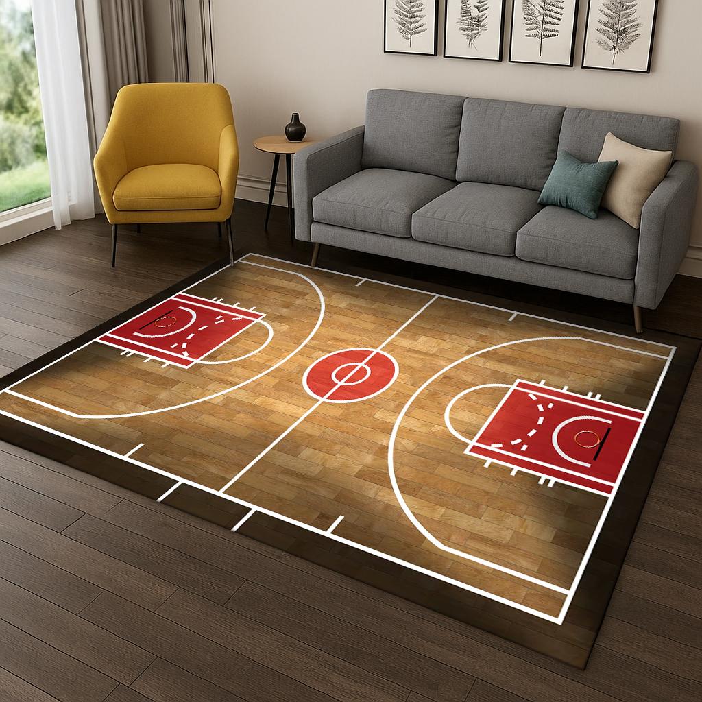 Basketball Court Sports Cartoon Carpet Carpet Rug for Sofa Bedroom Living Room Doormat Home Decor,Kid Game Non-slip Floor Mat