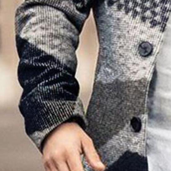 Мужское пальто в клетку однобортное с отложным воротником с длинным рукавом приталенное средней длины куртка пальто