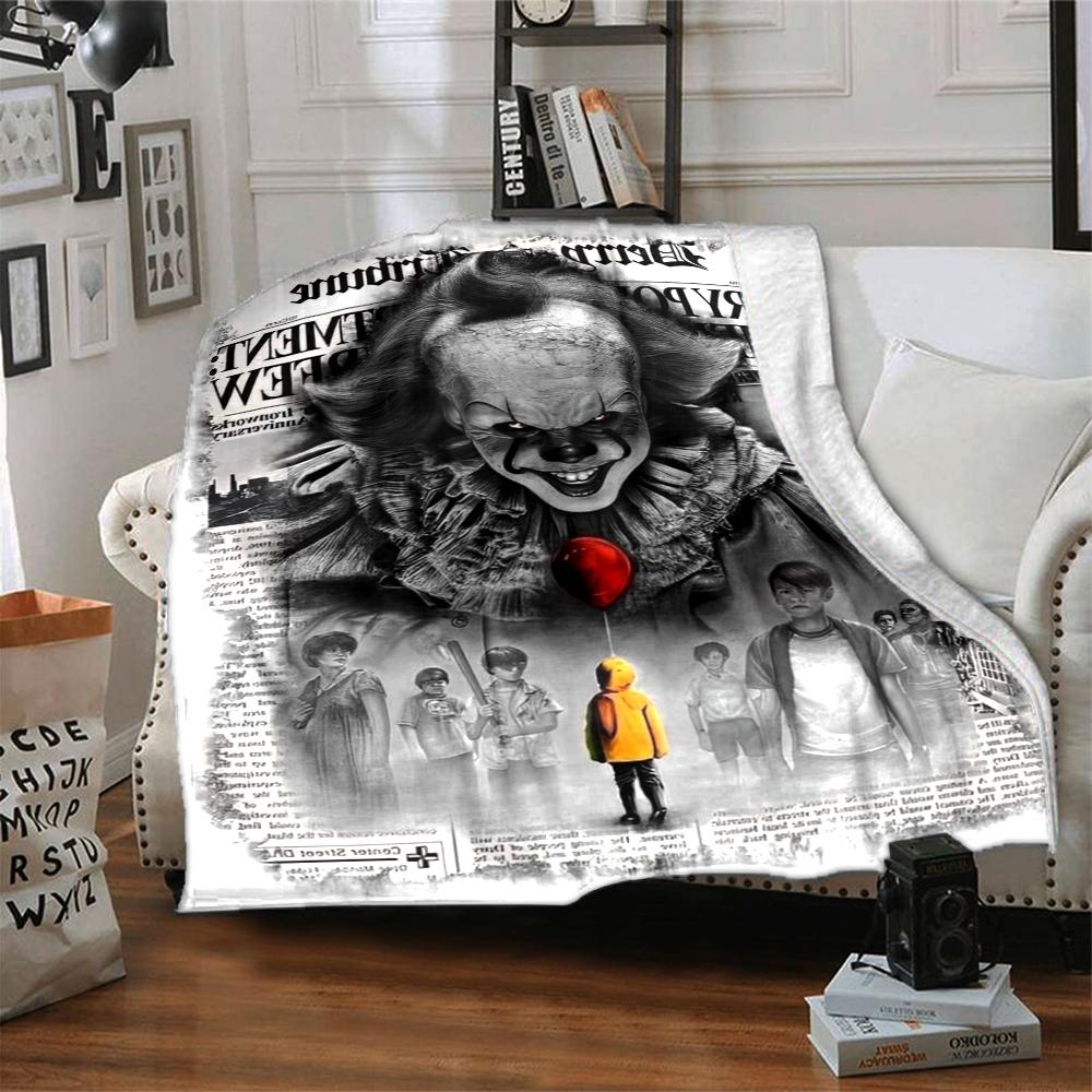1Pc Clown Children Flannel Blanket, Soft And Comfortable, Casual Warm, Camping Travel, Christmas, Halloween Xmas Gift. G1285