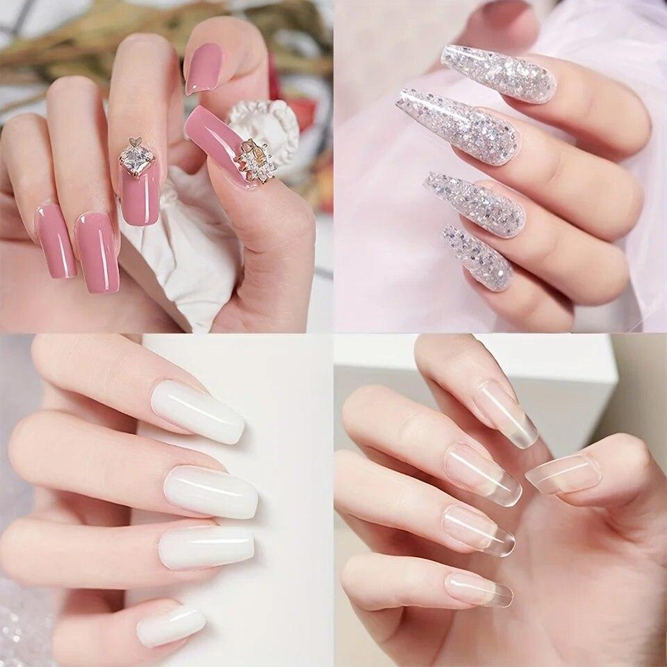 Limegirl Poly Nail Gel Kit Набор для маникюра с УФ-светодиодной лампой и базовым верхним покрытием Типсы для ногтей Отвержденный гель-лак для дизайна ногтей
