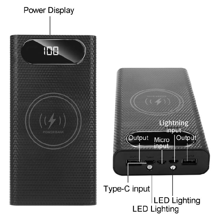 Съемный 5 Вт 10 Вт 22,5 В QC3.0 ЖК 6x21700 Аккумулятор для Корпуса Power Bank для Корпуса