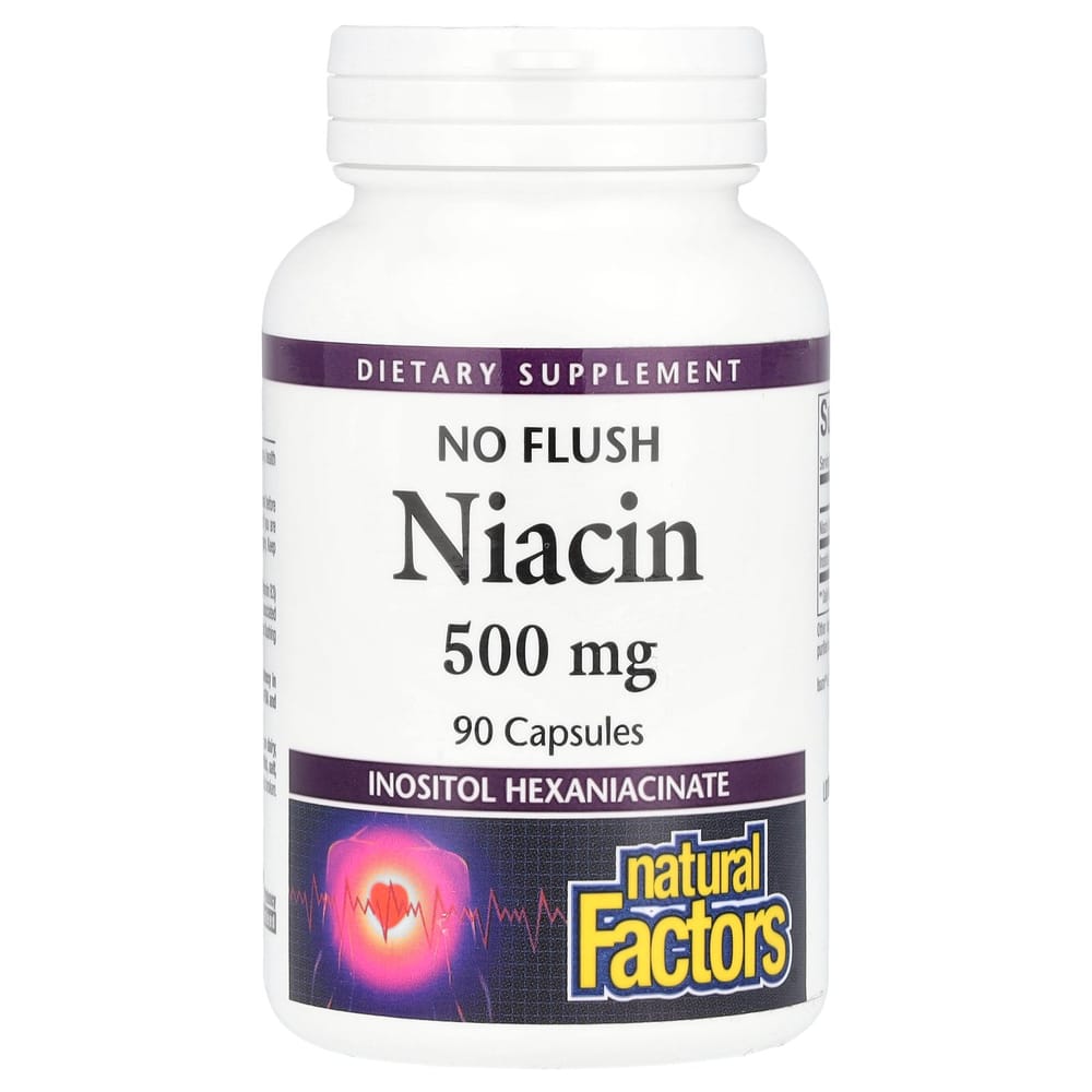 Natural Factors No Flush Niacin 500mg Capsules, 90 Count