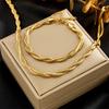 European and American Fashion Simple Neutral Woven Twist Gold-plated Stainless Steel Chain Jewelry Necklace Bracelet Set