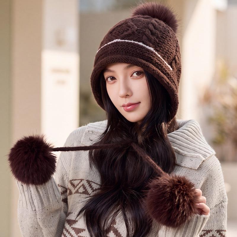 Women S Sweet Korean Style Knit Hat Earflap Pullover Warm Winter Hat