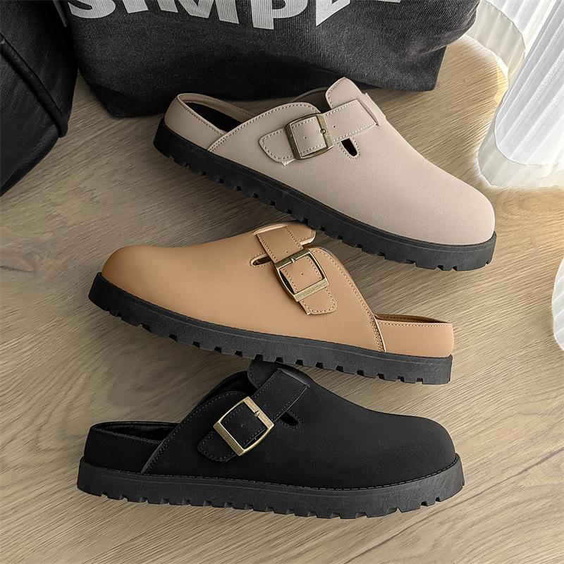 Новые мужские тапочки ниша манго голова низкий верх полу-шлепанцы ленивый человек одна педаль сумка голова шлепанцы мужские