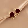 Wine Red Velvet Rose Vintage Earrings Fashion Elegant Mosquito Coil Ear Clip Without Ear Holes