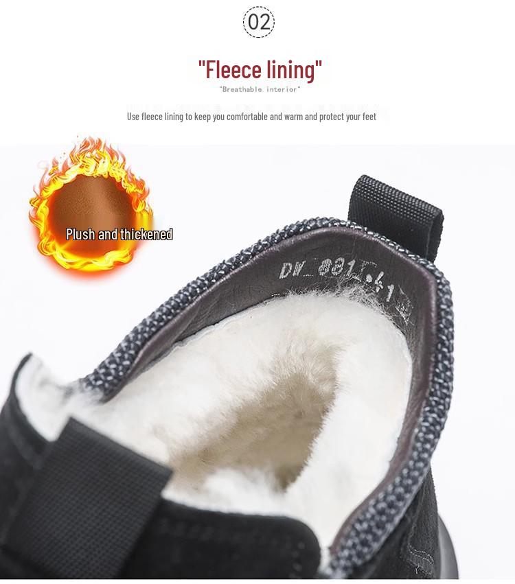 Мужские зимние хлопковые сноубутсы на толстой подошве, теплые короткие ботинки на платформе с подкладкой из плюша, слипоны