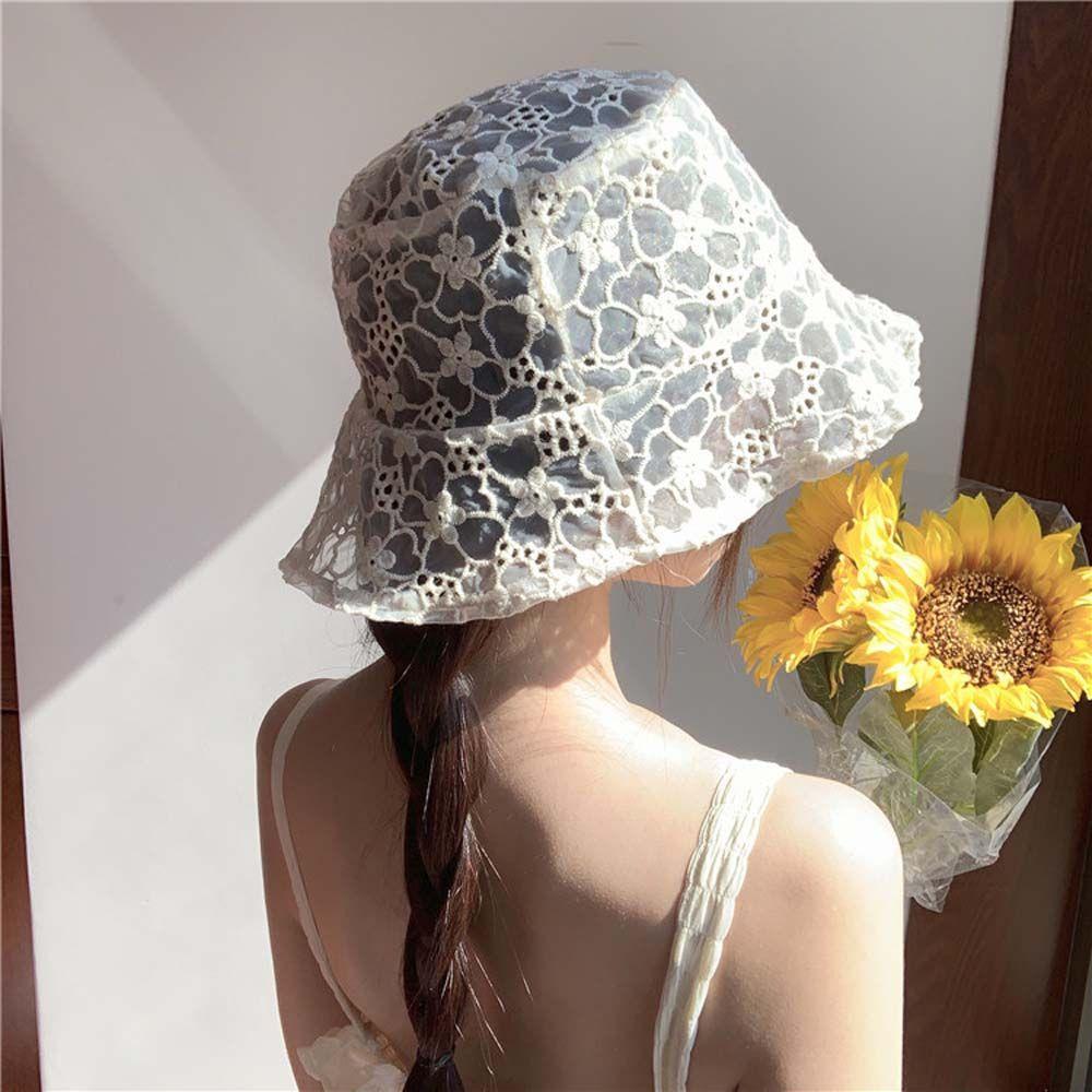 Pure Color Caps Sun Protection Summer Hat Mesh Basin Lace Bucket Hat Sun Cap Female Hats Sun Hat