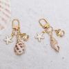 1PC Key Ring Bohemia Tassel Pendant Gold Color Starfish Conch Exquisite Pearl Shell Bag Ornaments Keyrings