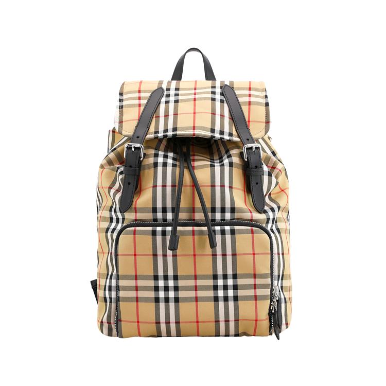 Burberry Check Print Fabric Backpack Women backpack Yellow 80814761