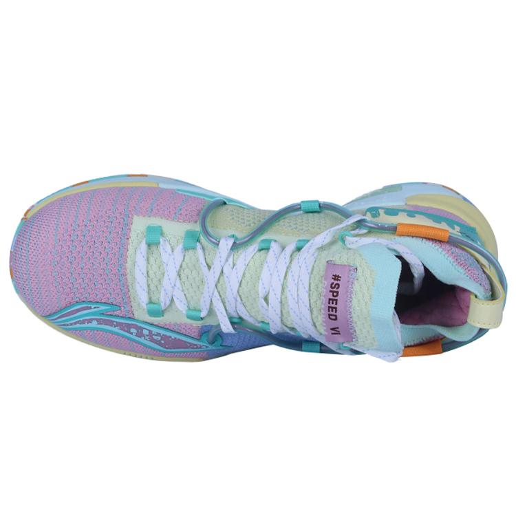 Li Ning Speed 6 Удобная амортизация Нескользящая Износостойкая Высокие Баскетбольные Кроссовки Мужские Сине-Розовые ABAP071-V