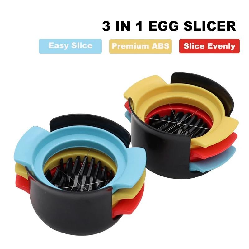 3 In 1 Egg Slicer Fancy Splitting Stainless Steel Egg Cutter Mold Multifunctional Kitchen Gadgets Ham Slicing Kitchen Accessorie