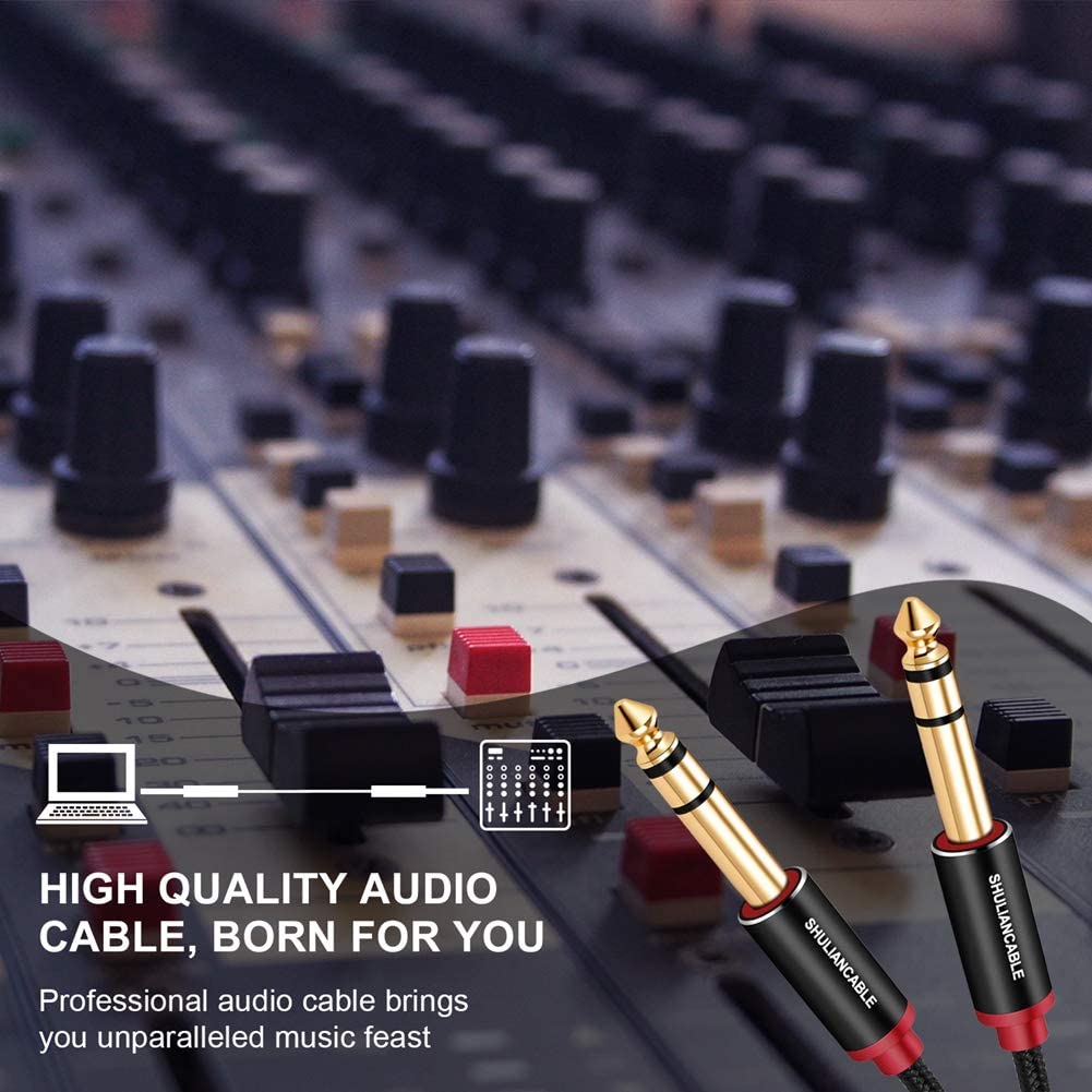 SHULIANCABLE Guitar Standard Male to Male for Connecting 6.35mm Cable, Plug, Mixers, Guitars, Amplifiers, Speakers, etc. (10M)