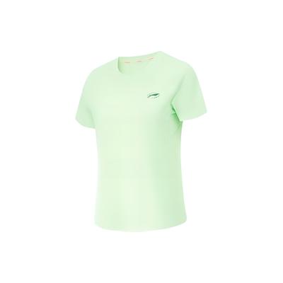 Футболка Li Ning Running Series, однотонная, быстросохнущая, с круглым вырезом, коротким рукавом, реглан, женские топы, Fairy-Fruit-Green ATSU202-5