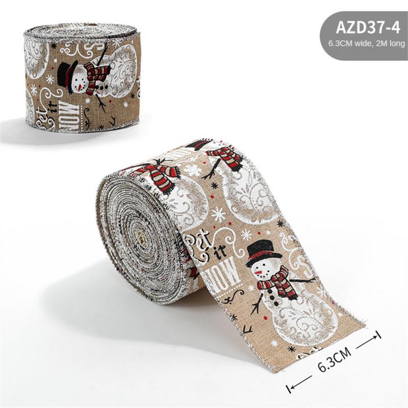 6,3 см льняная рождественская лента для упаковки подарков, рождественских елок, ленты для сделай сам, венок, банты, снеговик, веревка, украшение 2025 Navidad