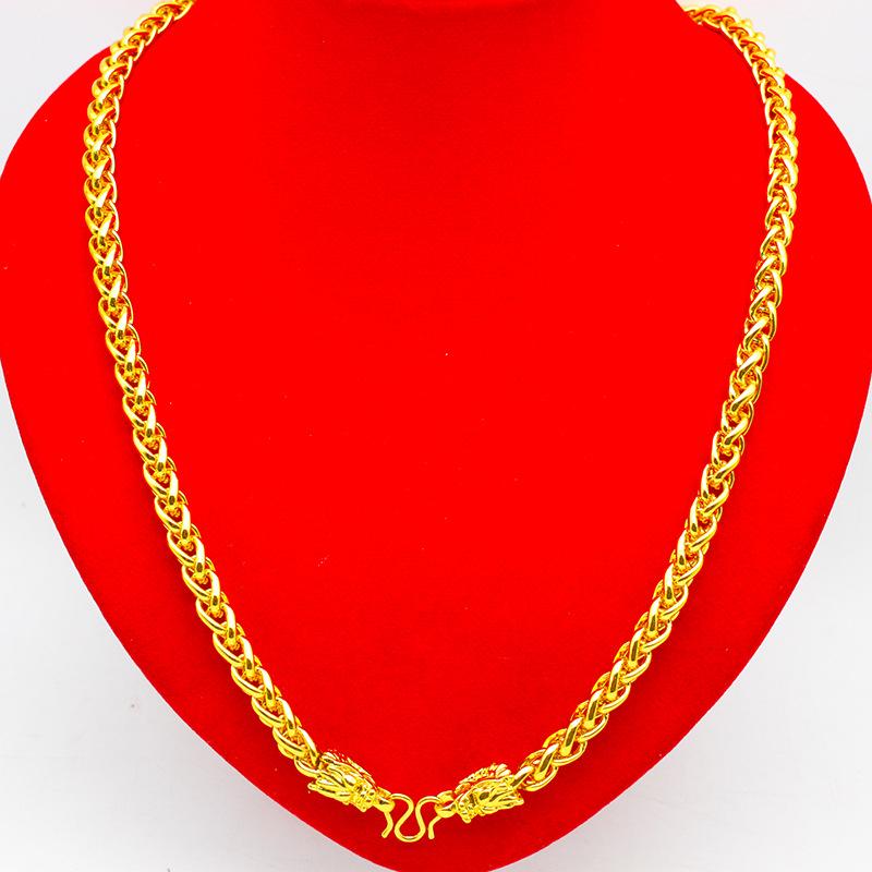 Мужская властная золотая цепочка с имитацией золота 7N Bold Double Faucet Keel Chain Chain, позолоченная большая змеиная костяная цепь