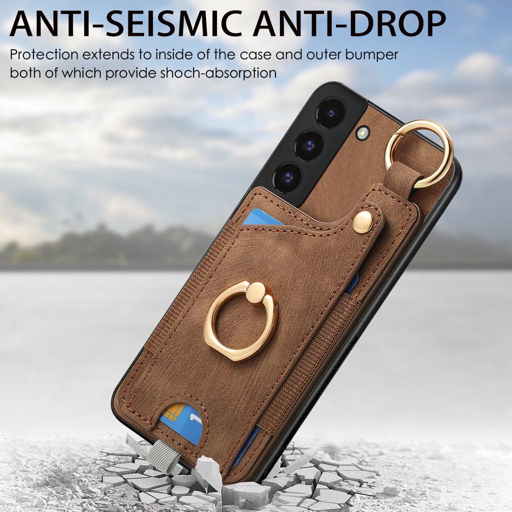 For Samsung Galaxy S22 5G Case Card Holder PU Leather+TPU Phone Shell