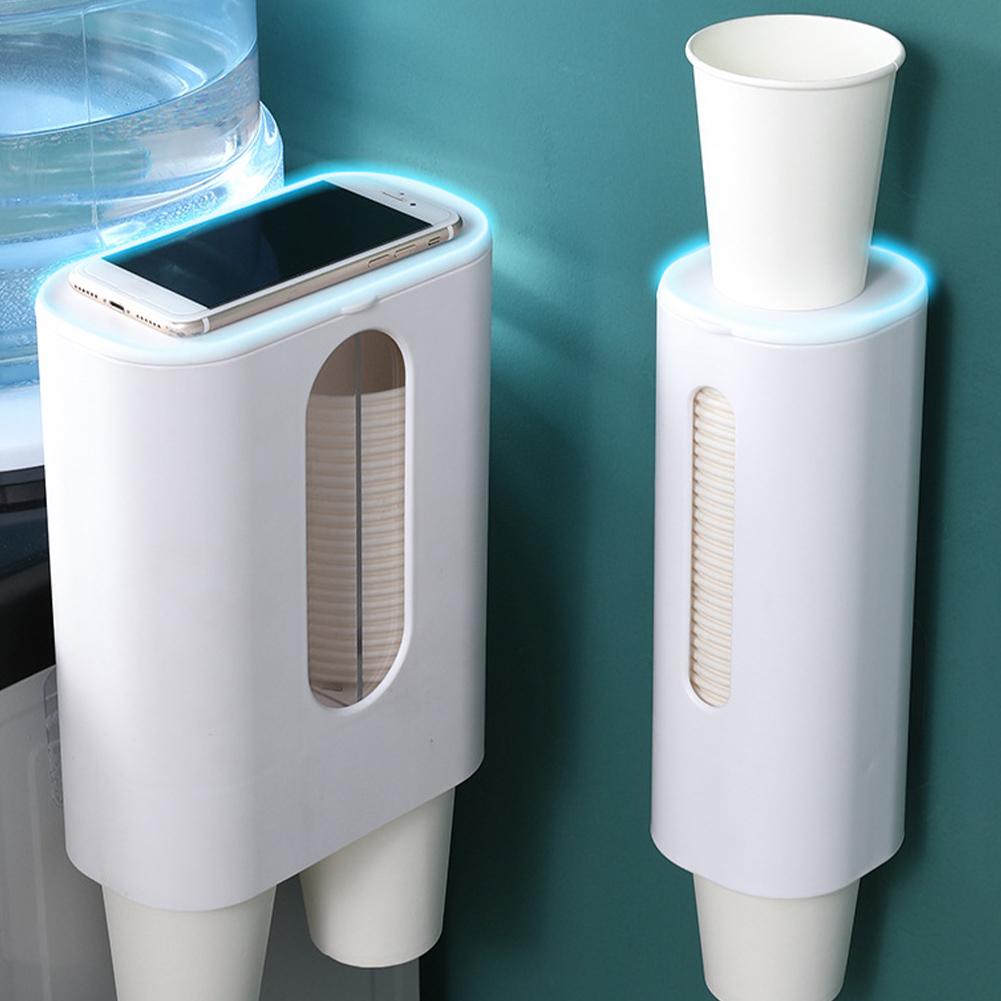 Cup Dispenser Pull Type Cup Dispenser for Water Cooler Wall Mount Cup Holder Beige Single Tube Paper Cup Holder