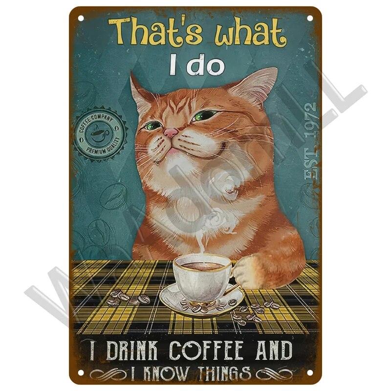 Металлический знак в стиле ретро, черный кот, постер, забавный оловянный знак с котом, винтажная табличка с изображением животного, домашний декор, настенное искусство, зоомагазин, садовая табличка для бара для собак
