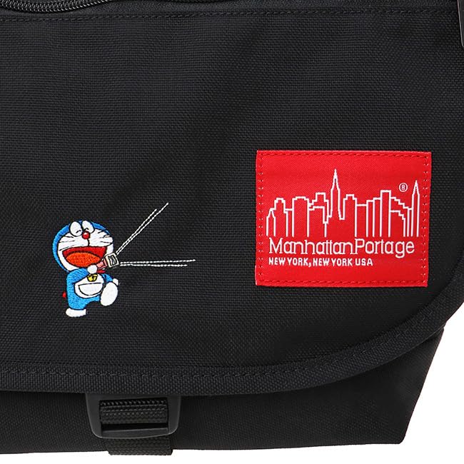 Nylon Messenger Bag JR Flap Zipper Pocket Doraemon 2024 BLK